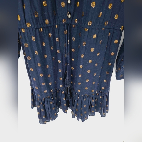 Tuckernuck Figue Emma Blue Gold Polka Dot Cotton Dress Size Small - Picture 8 of 13